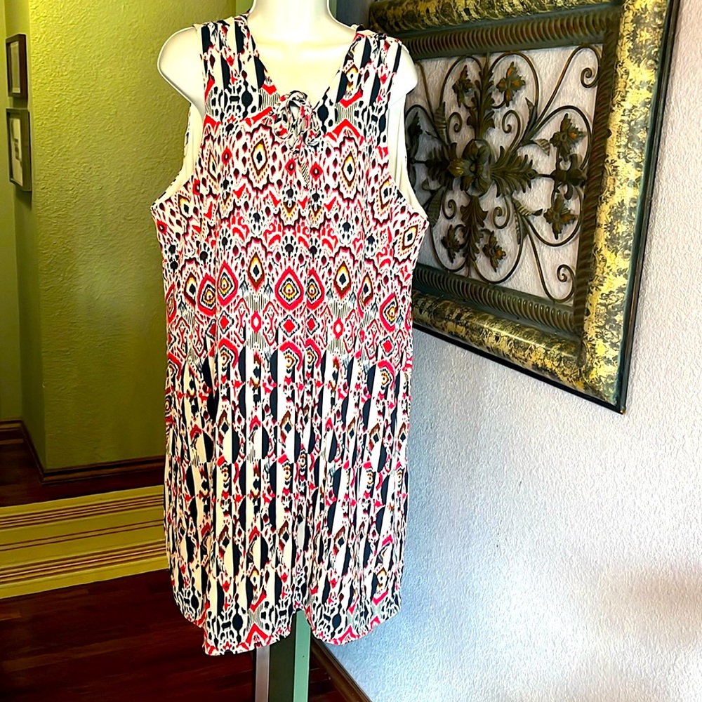 NWT Adorable A&I Sleeveless Flowing  Abstract Print Dress Sz 3X